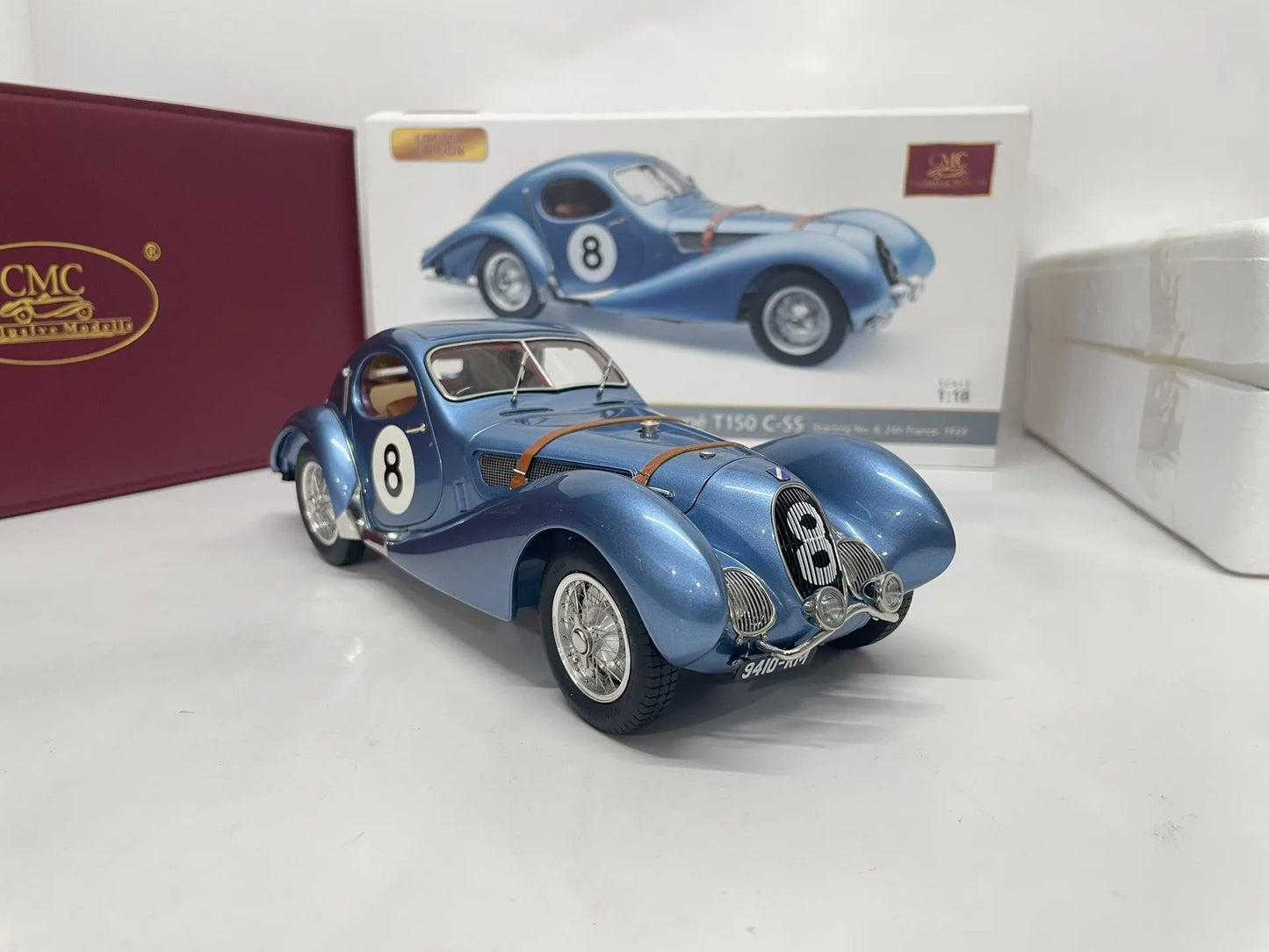 CMC 1:18 Talbot Lago Coupe T150 1939 #8 Simulation Limited Edition All Open Alloy Metal Static Car Model Toy Gift