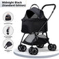 Pet Stroller 2-in-1 Detachable with Removable Lightweight Carrier Basket One-Click Fold 4-Wheel Dog Cat Trolley Breathable Mesh Windows Large Storage Space for Small Medium Pets