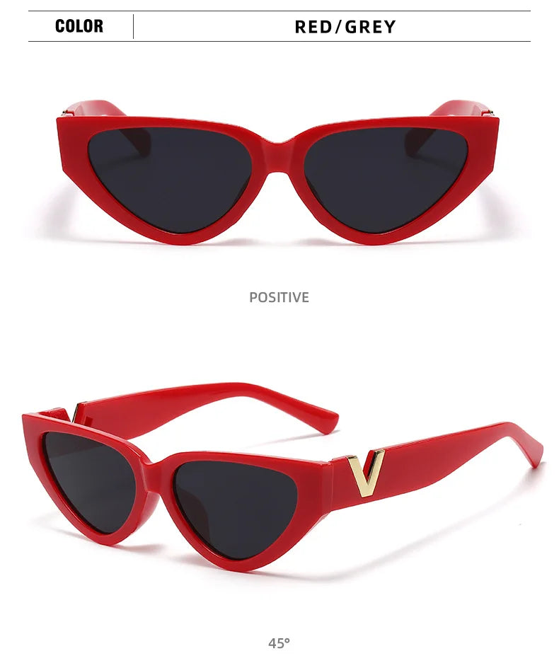 INS Cat Eye Sunglasses Women 2026 Fashion Triangle Vintage Sun Glasses Female Brand Designer Retro Glasses Shades Oculos De Sol
