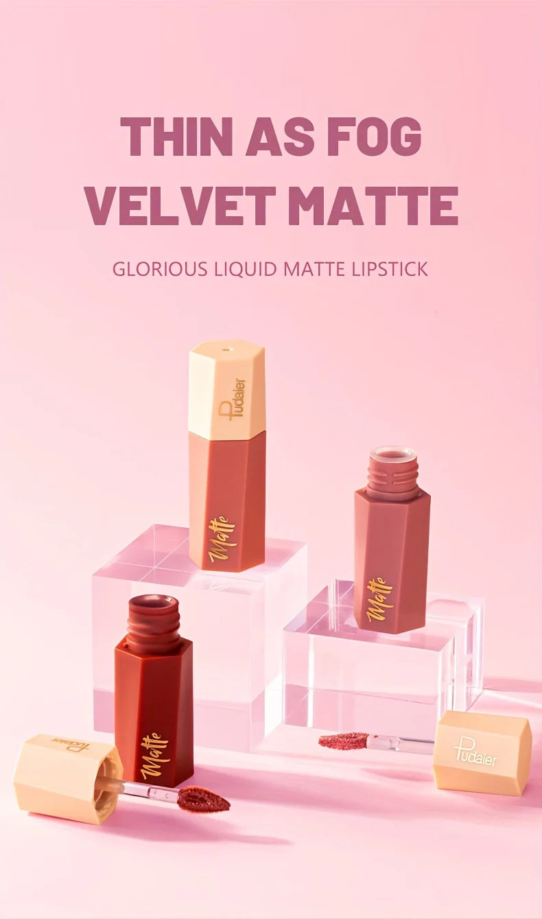 Matte Velvet Lip Tint, Nude Color Lip Glaze, Long Lasting Waterproof Non Transfer, Lightweight Soft Lip Makeup, Perfect Valentin