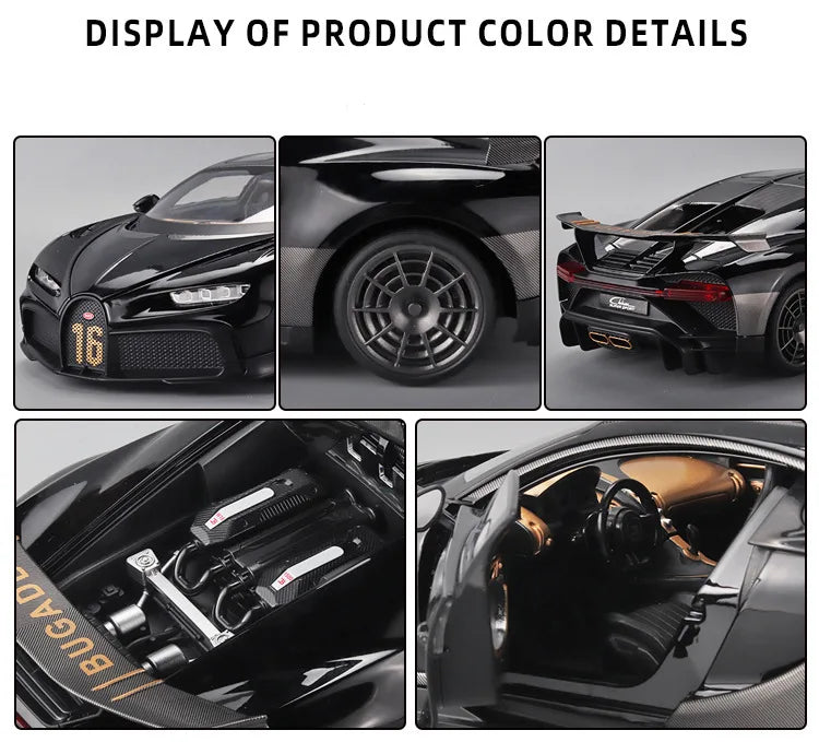 Bugatti Chiron 1:18 PUR SPORT Alloy Sports Model Diecast Metal Racing Car Vehicle Model Sound and Light SimulationToy Gift