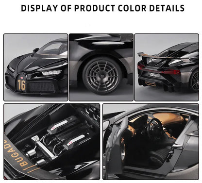 Bugatti Chiron 1:18 PUR SPORT Alloy Sports Model Diecast Metal Racing Car Vehicle Model Sound and Light SimulationToy Gift