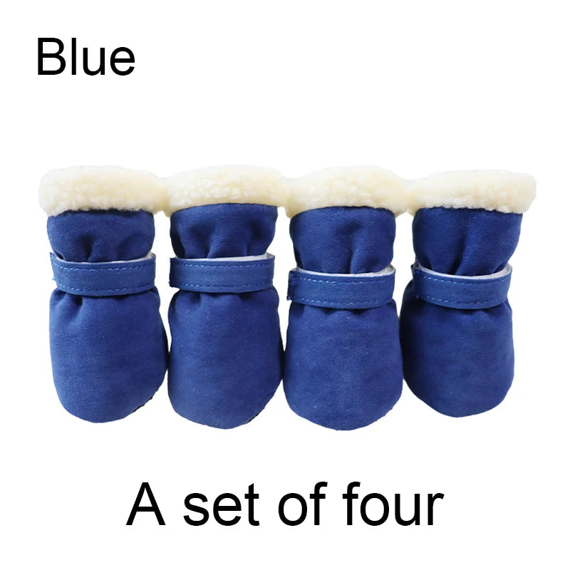 Winter Waterproof 4Pcs Warm Non-slip Snow Boots for Small Breeds Dogs Puppy Outdoor Walking Dog Socks Bootie Pet Paw Care