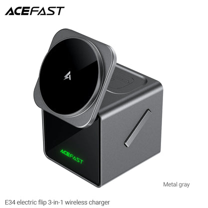 New Qi2 3In1 Magnetic Wireless Charger 15W Fast Charging Station Touch Button for IPhone Android Phones iWatch AirPods