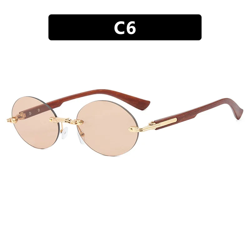 New Frameless Oval Sunglasses, High-end Light Luxury Women's Fashionable Summer Beach Vacation Sunglasses