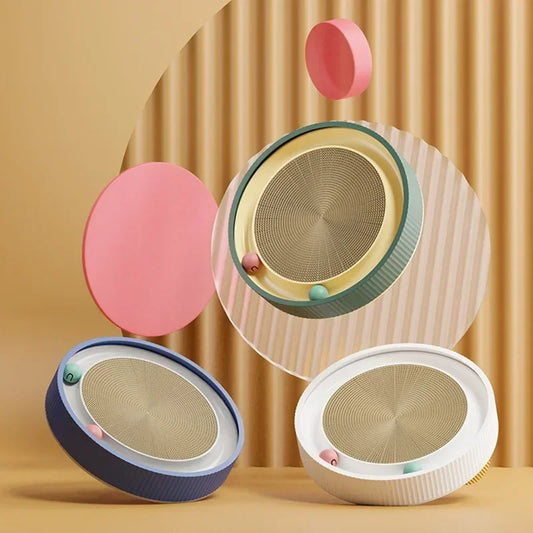 Interactive Round Cat Scratching Board with Ball Wear Resistant Corrugated Paper Multi Function Toy Cat Scratcher Accessories