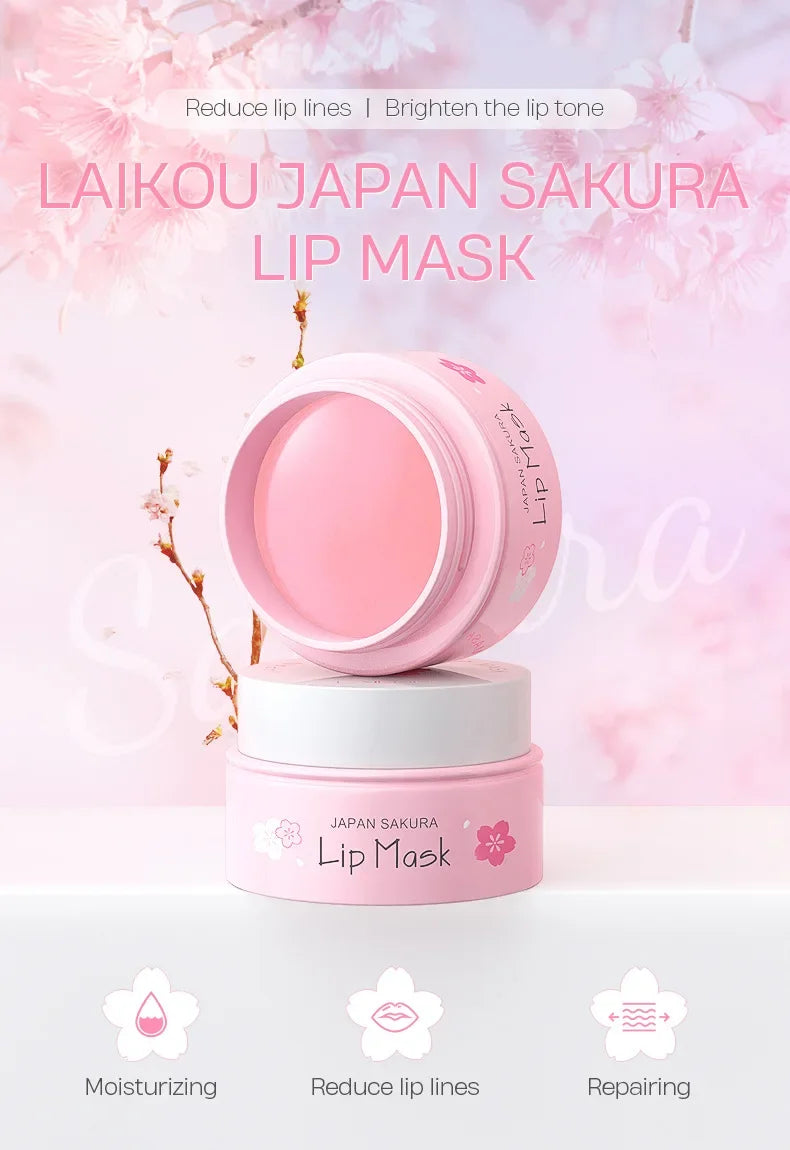 Laikou Sakura Lip Mask 8g Overnight Treatment Hydrating Moisturizing Repair Dry Chapped Lips Nourishing Care Peel Off