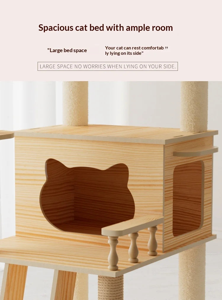 Multi Level Cat Tree Cat Condo Double Space Capsule Cat Tower Scratch Post Plush Bed Indoor Modern Pet Furniture Cat Furniture