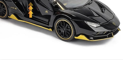 Lambor SCV12 LP770- 1:24  Car Model Alloy Diecast Sound Light Pull Back Doors Opened Vehicle Models Toy