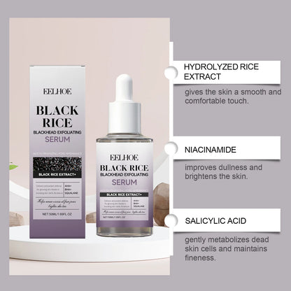 eelhoe Black Rice Exfoliating Serum Gentle Daily Facial Peel with Lactobionic Acid Squalane Hydrating Brightening Essence Glowing Skin