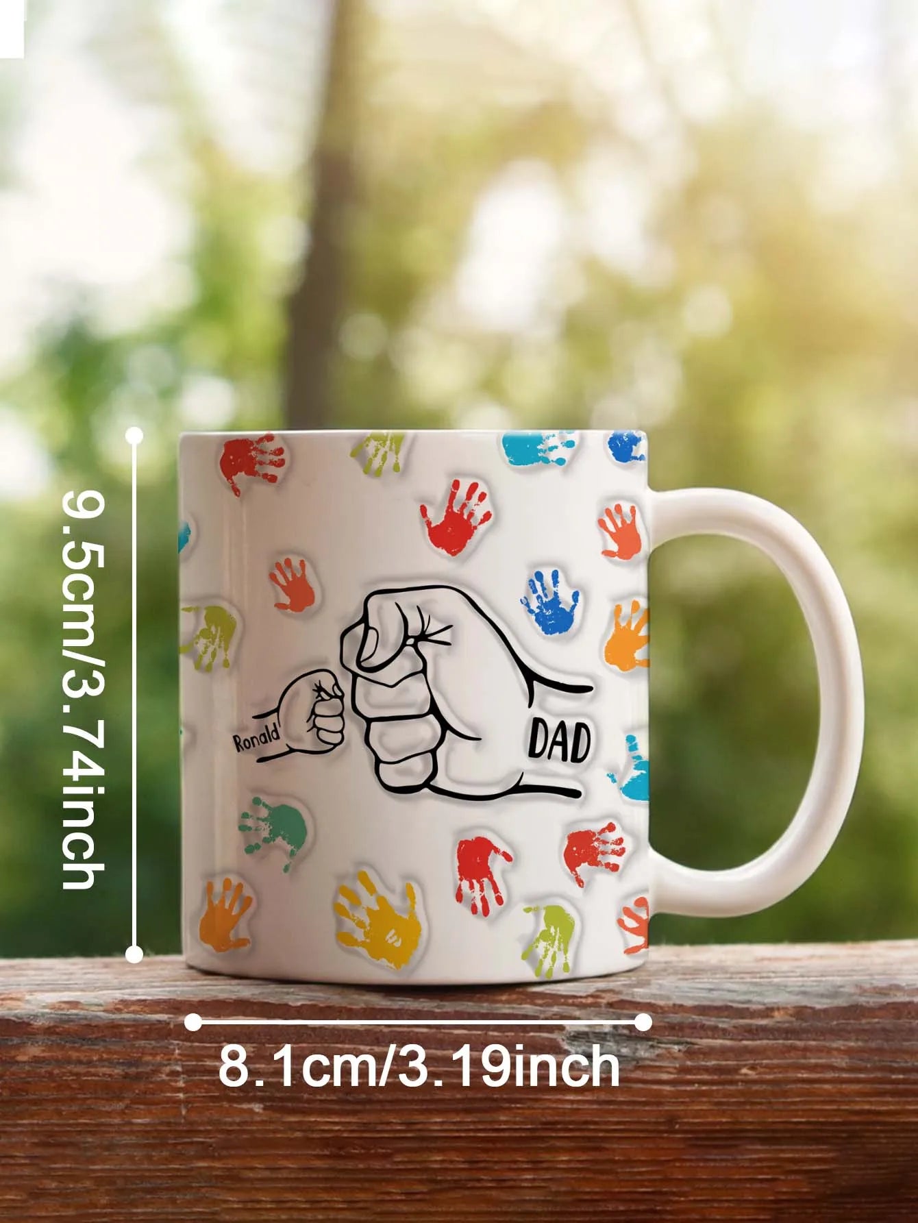 Personalized Dad Mug for Father's Day Custom Name Coffee Cup with 3D Text Effect Custom Name Coffee Cup Gift for Daddy Grandpa