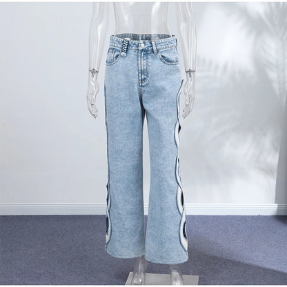 Y2k Vintage Women Jeans Hollow Out Solid Wide Leg Denim Pant Fashion All-match Lady Streetwear Summer Office Commute 2026