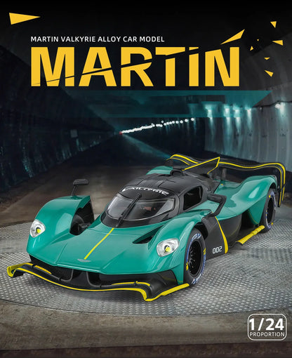 Aston Martin Valkyrie AMR PRO 1:24 Alloy Car Model Sound and Light Pull Back Toy Collectibles Gift