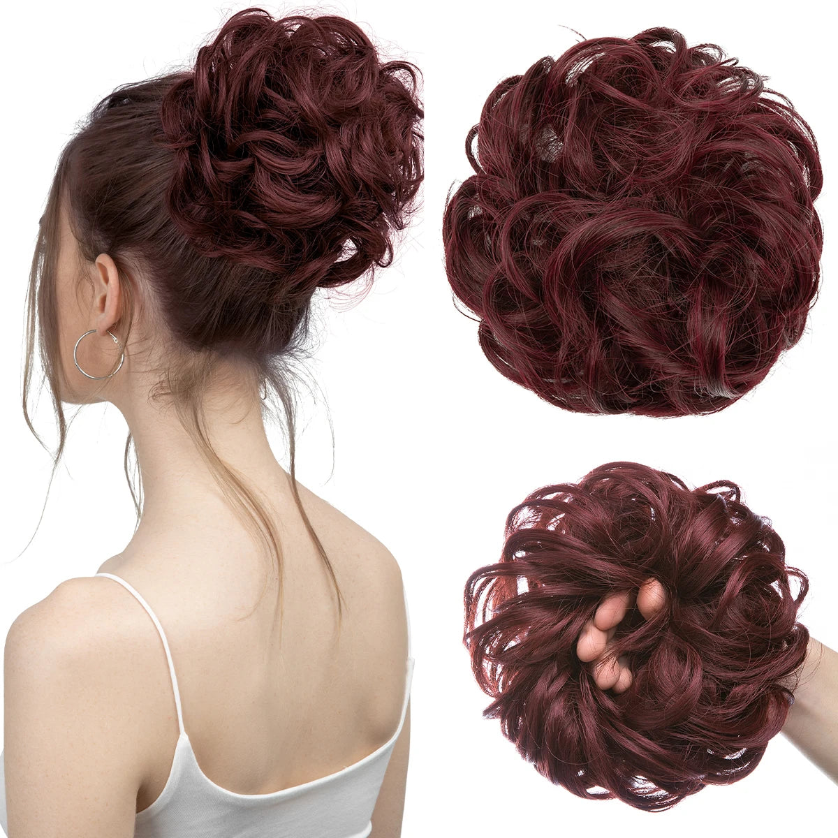 Synthetic Messy Hair Bun Extensions Big Curly Elastic Hair Scrunchies Hairpieces Chignon Donut Updo Hair Pieces for Women