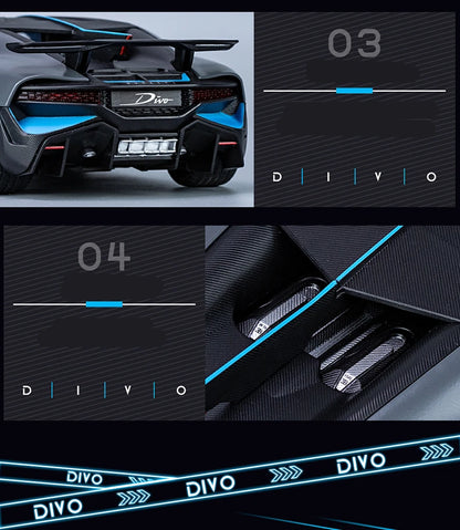 Large Size 1/18 Bugatti DIVO Alloy Sports Car Model Diecasts Metal Toy Vehicles Car Model Simulation Sound Light Gifts