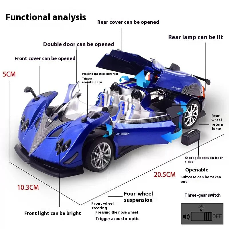 Simulated Super Sports 1:24 Car Zonda Alloy Car Model, Sound and Light Ornaments, Car Collection Toy Gift