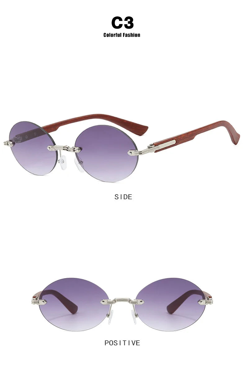 New Frameless Oval Sunglasses, High-end Light Luxury Women's Fashionable Summer Beach Vacation Sunglasses