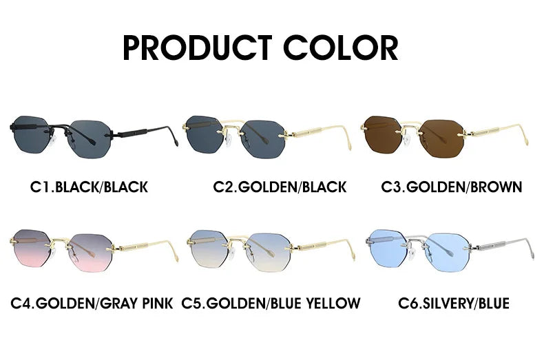 New Rimless Luxury Sunglasses Women 
 Diamond Cut Sun Shades For Man And Women Designer Brand Glasses UV400 Frameless Eyewear