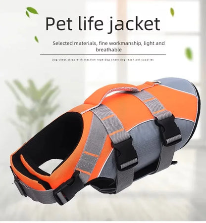 Reflective Dog Life Jacket Adjustable Breathable Pet Safety Vest Enhanced Buoyancy Oxford Cloth Swimming Clothes Beach