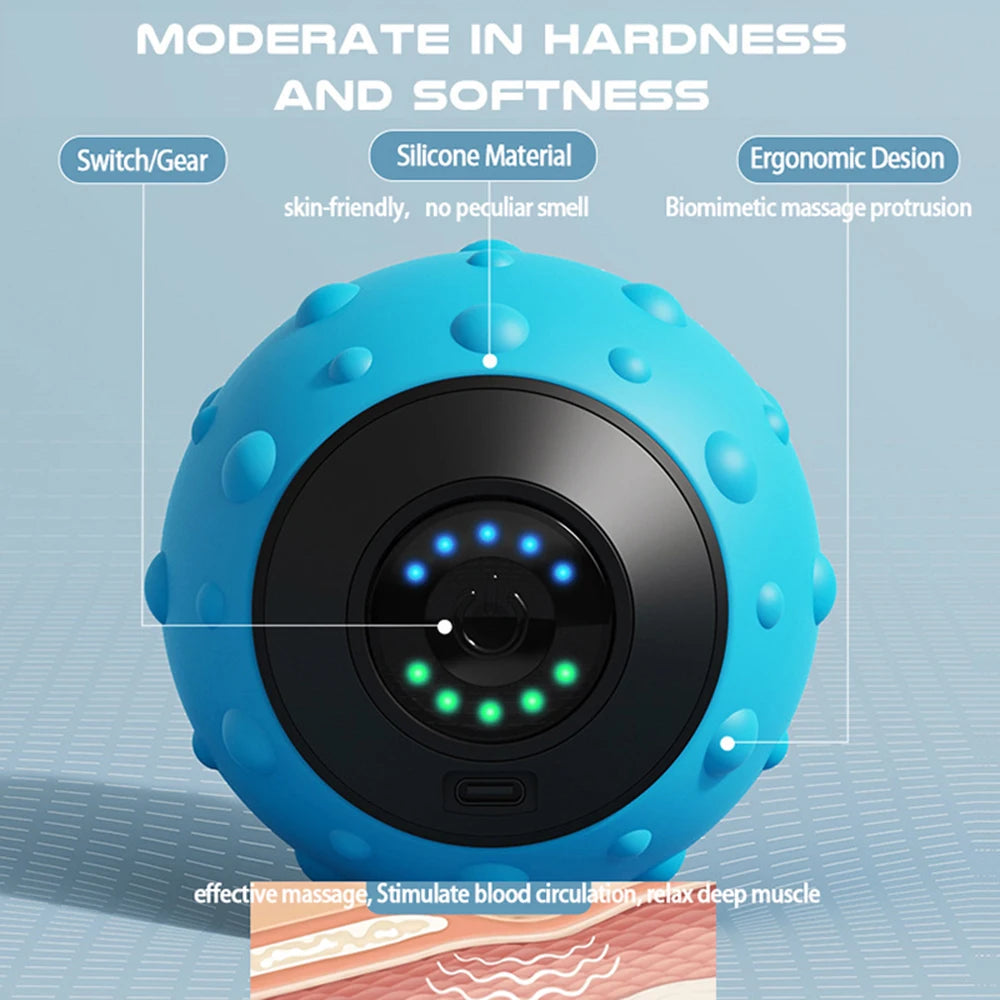Rechargeable 5 Gears Vibrating Massage Ball Portable Peanut Massager Vibrating Foam Roller For Fitness Mobility Yoga Relaxation