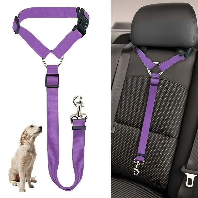Pet Dog and Cat Seat Belt Car Headrest Restraint Adjustable Safety Rope Car Seat Belt Dog Accessories for Small Dogs (1Pc)