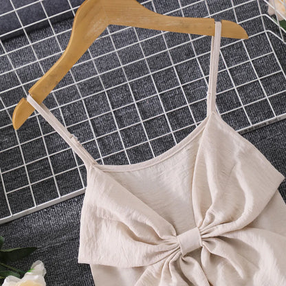 2025 Kids Girl Apricot Jumpsuit Children Romper Summer Sling Solid Casual Vacation Cute Teen Girl Clothing Set 7 8 9 10 11 Yrs