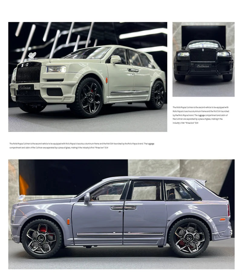 Rolls Royce 1:20 SUV Cullinan Alloy Luxy Car Model Diecast Metal Vehicles Car Model Simulation Sound and Light Gift