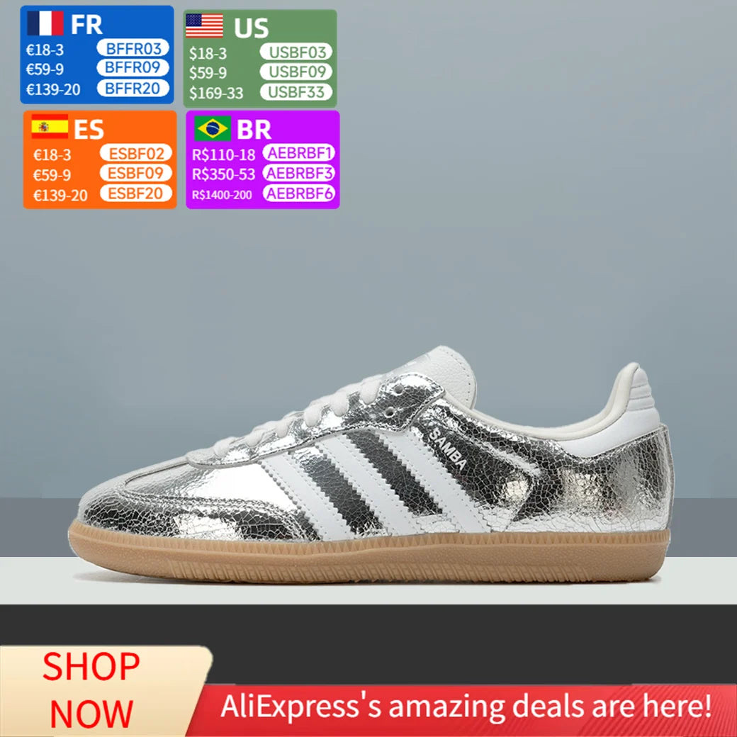 ADIDAS Samba 0G Women's Casual Shoes Minimalist and Stylish Lightweight, Slip-Resistant Low-Top Sneakers JR0035