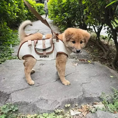 Portable multi-functional towing backpack, double-shoulder dog backpack, crossbody pet transport bag, breathable outdoor pet bag