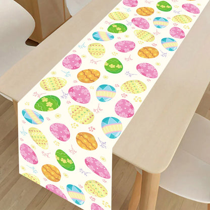 Easter Bunny Polyester Table Runner Happy Easter Decorations for Home Rabbit Butterfly Table Cloth Easter Party Supplies