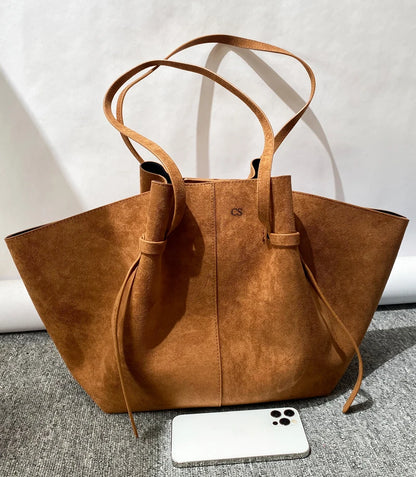 Custom Name Initials Large Capacity Faux Suede Tote Bags For Women Luxury Designer Handbags Purses New In Underarm Shoulder