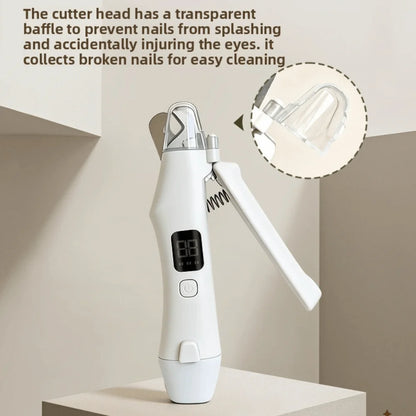 Electric Dog Nail Trimmer Stainless Steel Blade with LED Lights Dog Nail Grinder LCD Display Rechargeable Cat Nail Trimmer