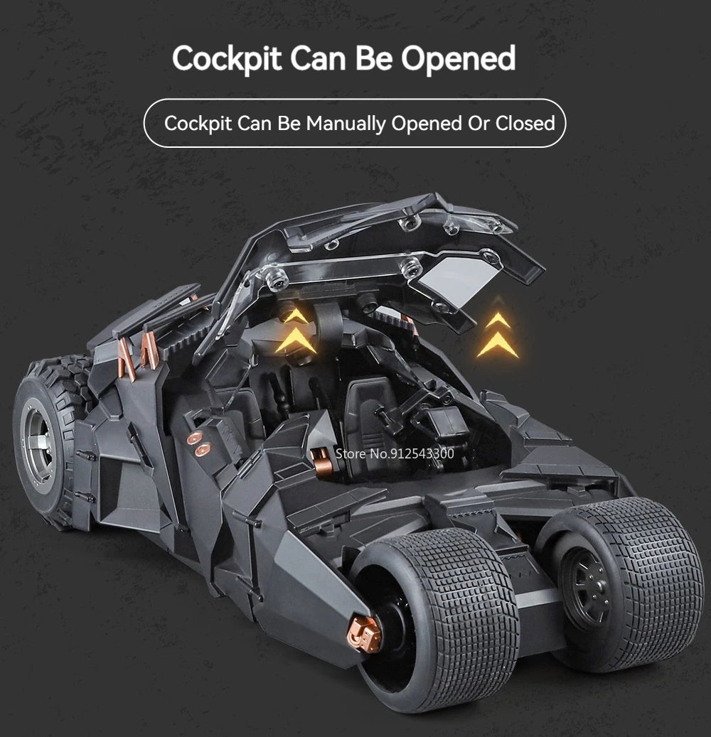 Large Scale 1:18 Batmobile Car Model Toy The Dark Knight Trilogy Sound Light Sliding Spray Alloy Vehicle Models Ornaments Gifts