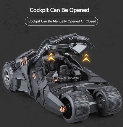 Large Scale 1:18 Batmobile Car Model Toy The Dark Knight Trilogy Sound Light Sliding Spray Alloy Vehicle Models Ornaments Gifts