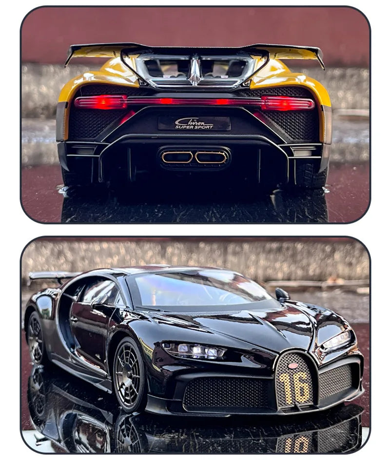 Bugatti Chiron 1:18 PUR SPORT Alloy Sports Model Diecast Metal Racing Car Vehicle Model Sound and Light SimulationToy Gift