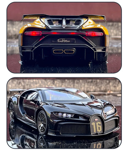 Bugatti Chiron 1:18 PUR SPORT Alloy Sports Model Diecast Metal Racing Car Vehicle Model Sound and Light SimulationToy Gift