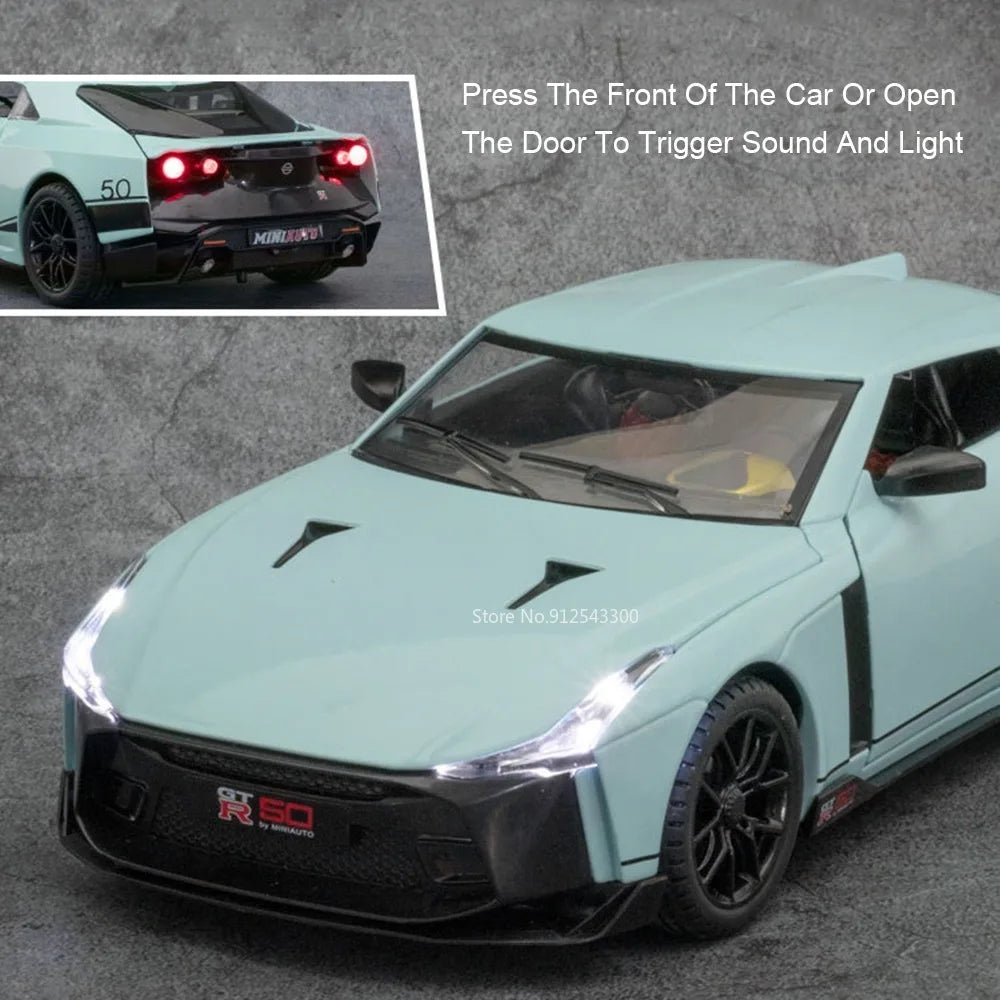 Valkyrie GT-R50 Sports 1:24 Car Model Toy Diecast Alloy Doors Opened Sound Light Supercar Collectible Ornaments Toy Gifts