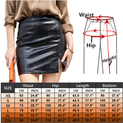 Women’s Red Crocodile Print PU Skirt – Brown Stretch Slim Skirt