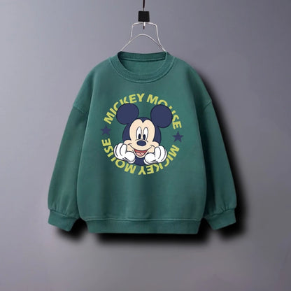 Solid Color Fashion Children Mickey Mouse Sweatshirt Autumn Clothes Popular Simple Kids Long Sleeve Tops Crewneck Hoodie 6m-7y