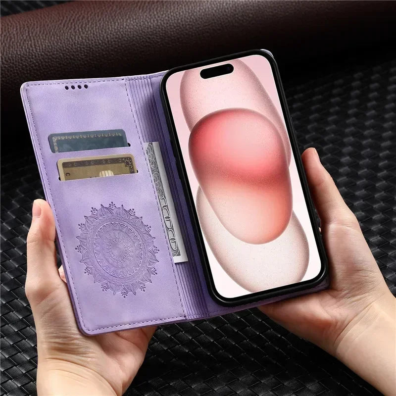 Wallet Luxury Phone Case For Xiaomi Redmi 9A 9C NFC Note 9S 9 Pro Max Redmi9 Power 9T Leather Magnetic Flip Cover Totems Coque