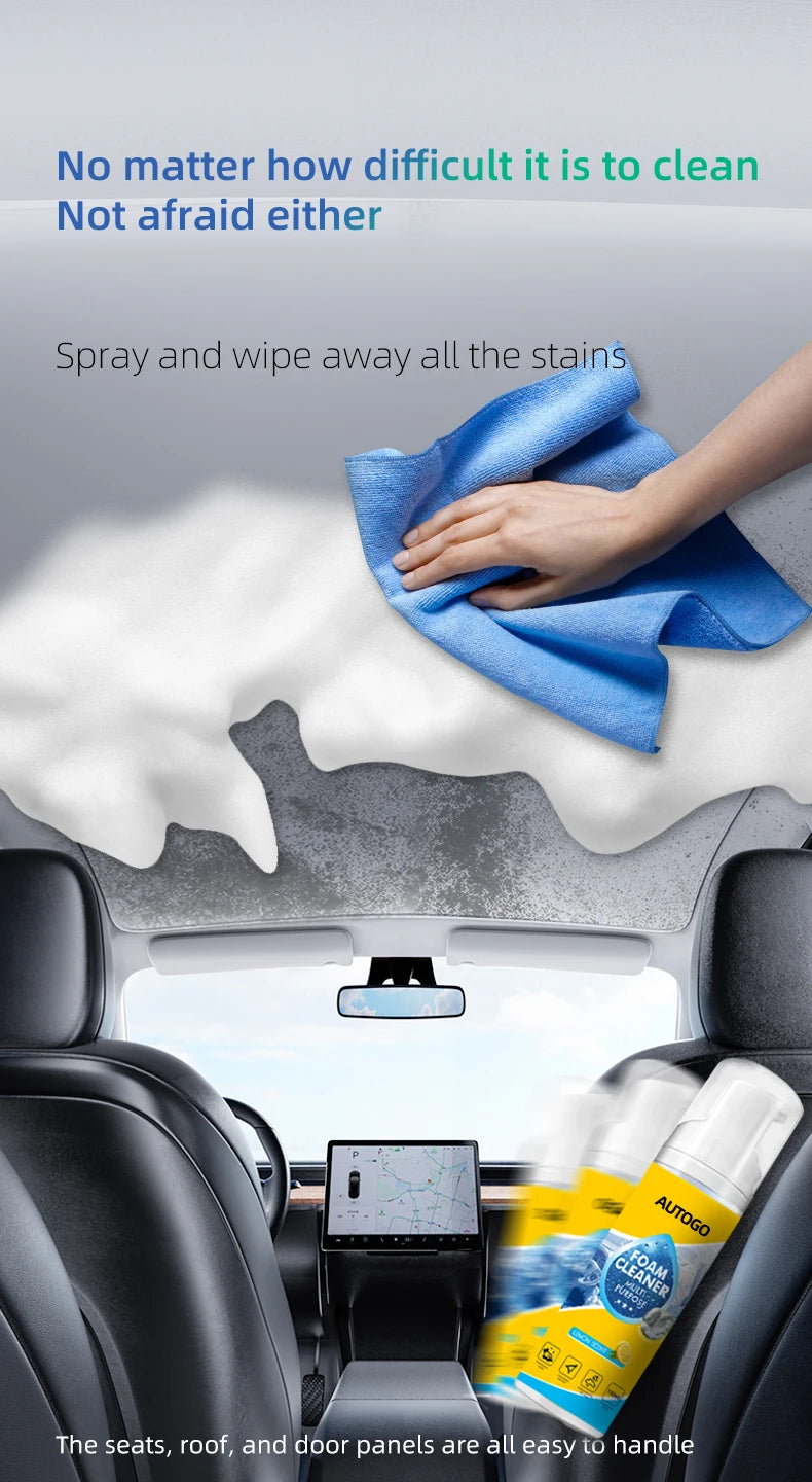 AUTOGO Multi-Functional Foam Cleaner, Powerful Stain Remover, Car Interior Leather Seat Cleaner, Special for White Shoes