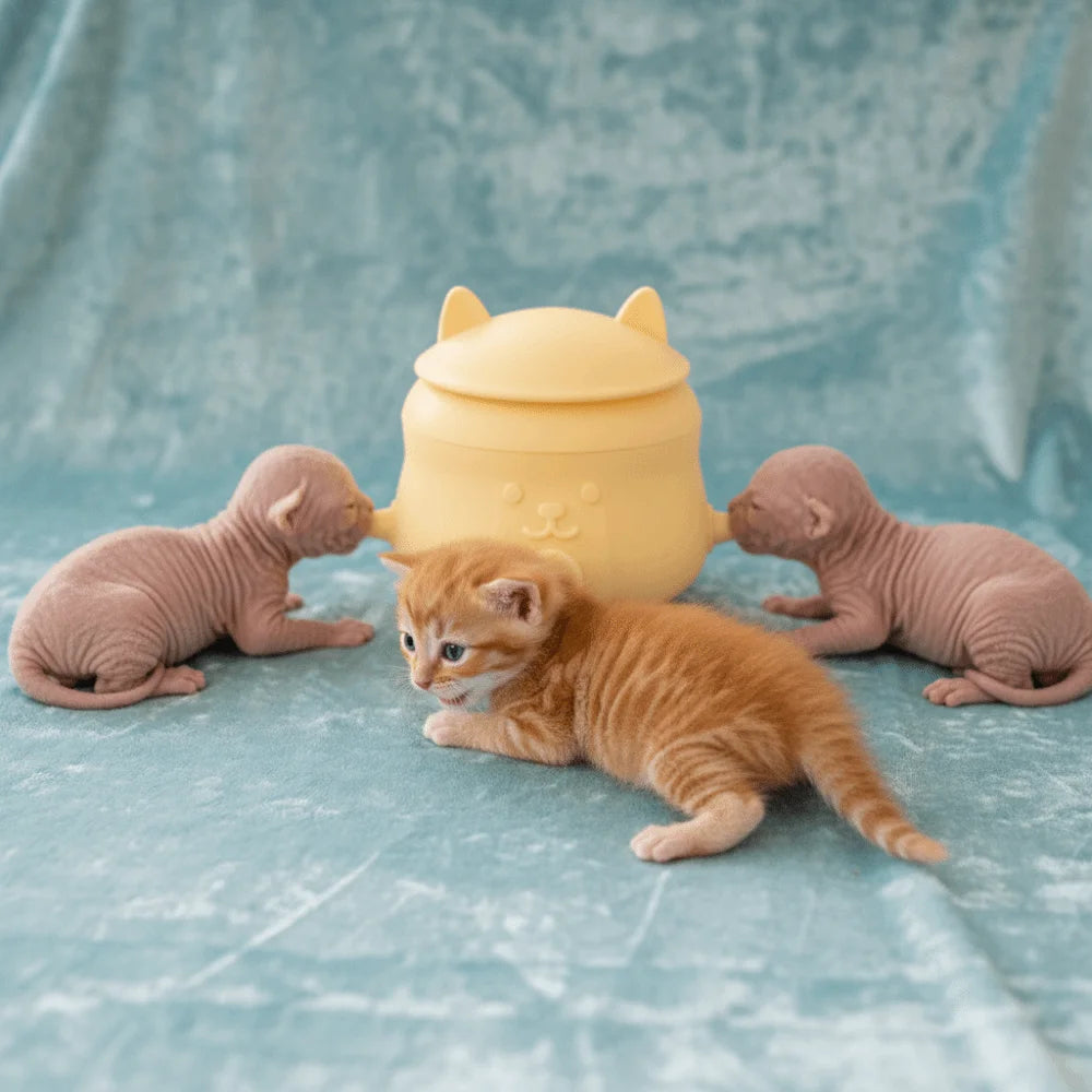Silicone Pet Nursing Bottle Bionic Nipple Multi-Nozzle Pet Milk Feeder Anti-Slip Anti-choke Kitten Nipple Feeder Pet Feeding