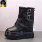 New  12cm Ankle Booties Shoes  Leather Boots Women Motorcycle Boots Platform Ladies Fashion Botas Autumn Winter