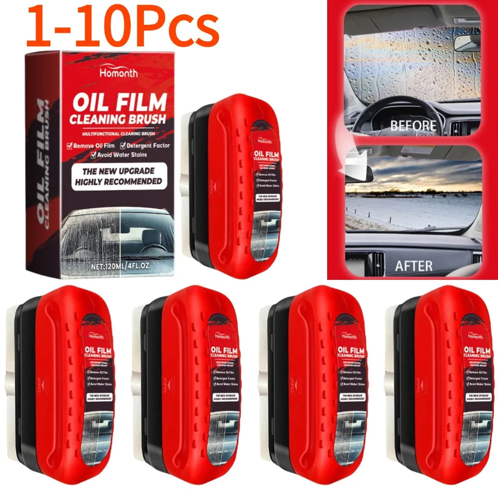 F1204 Car Windshield Oil Film Remover, Windshield Refurbisher, Stain Remover And Cleaning Brush