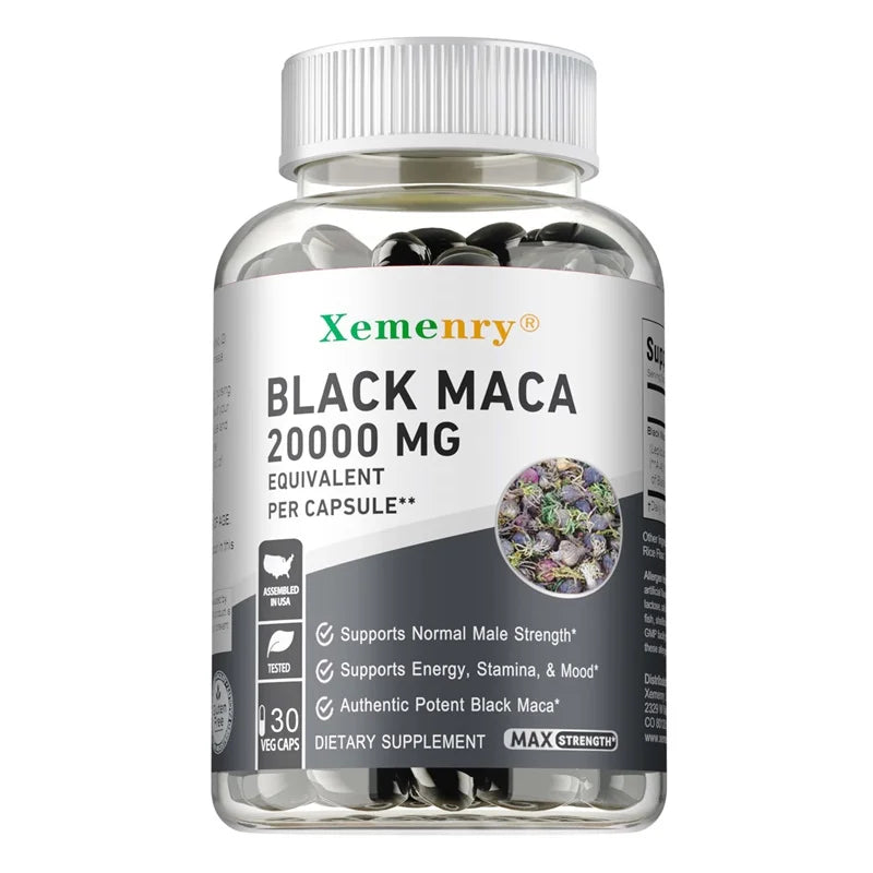 Black Maca Root Supplement - Improves Strength, Endurance and Mood, Enhances Performance and Boosts Energy