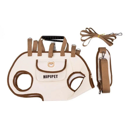 Portable multi-functional towing backpack, double-shoulder dog backpack, crossbody pet transport bag, breathable outdoor pet bag