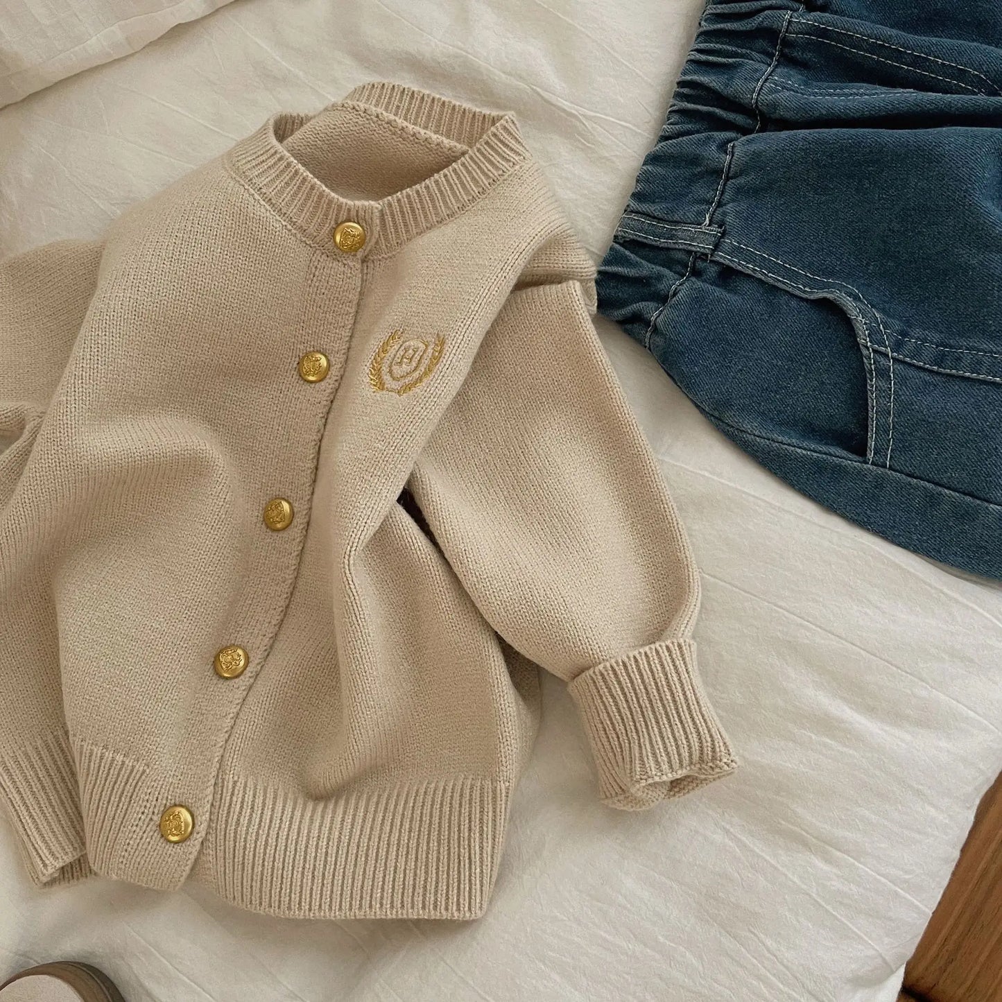 Fashion Baby Girl Boy Embroidery Cardigan Infant Toddler Child Sweater Long Sleeve Kid Knitwear Coat Casual Baby Clothes 18M-10Y