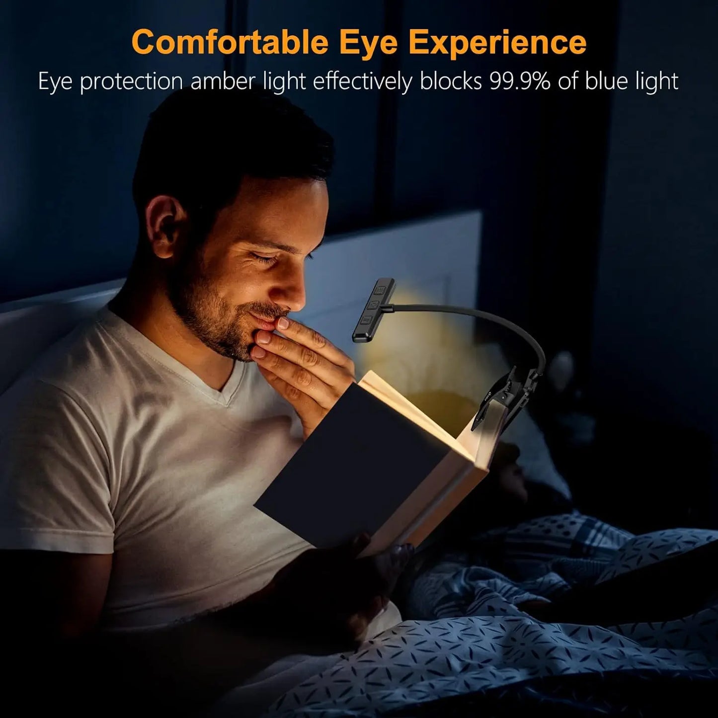 Eye Caring Clip-on Reading Book Light 3 Colors 10 Brightness USB Rechargeable Flexible Easy Clip For Piano Lamp Sheet Music Read