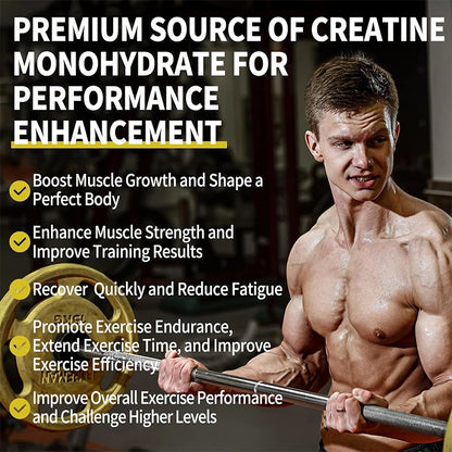 Creatine Monohydrate Capsules, Keto Friendly, 3000mg,  Pre-Workout & Muscle Strength Support | Easy to Swallow