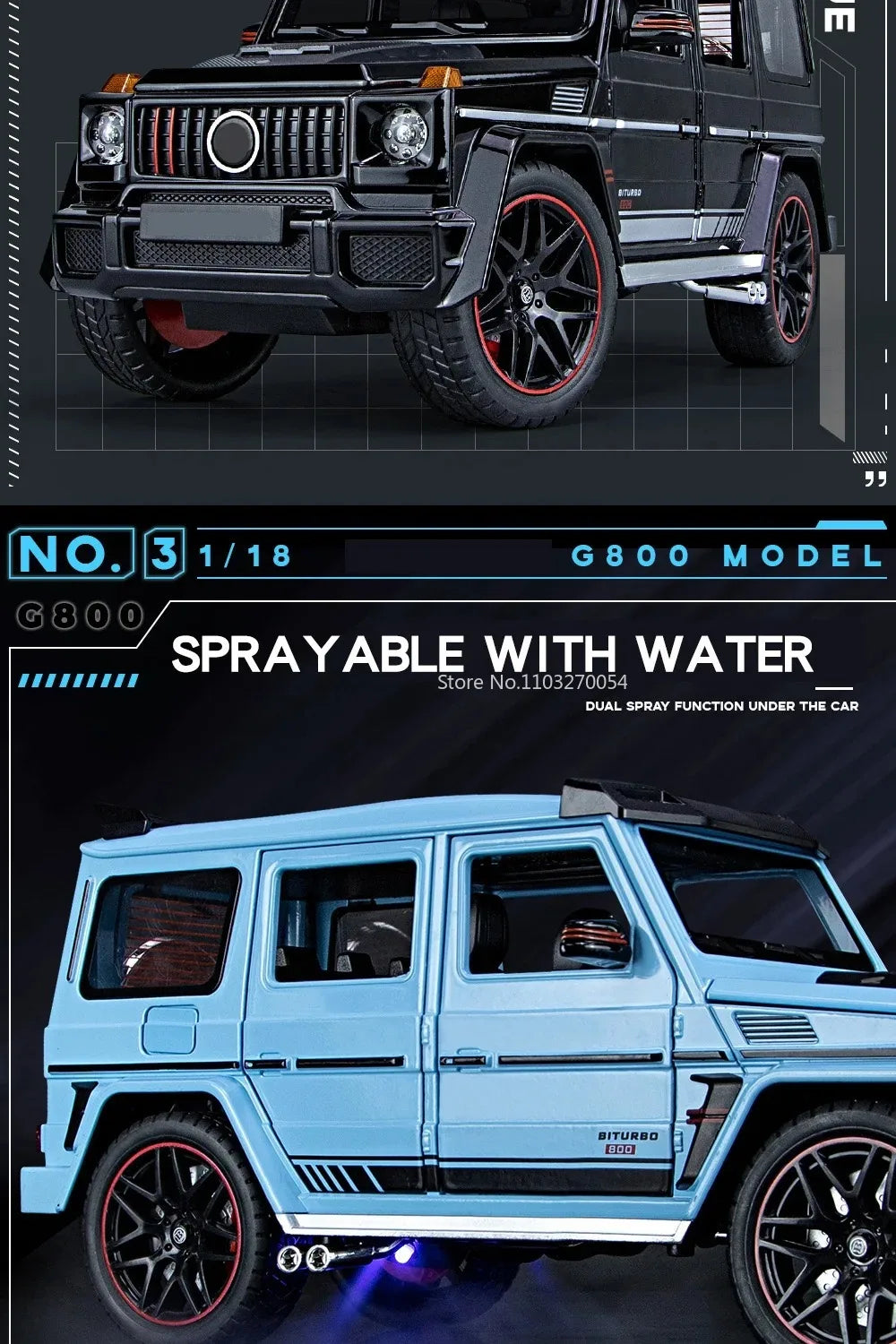 G800 Model Car 1:18 Alloy Diecast Metal Off-Road Vehicles Collection With Sound & Light Toy Cars Gift Series